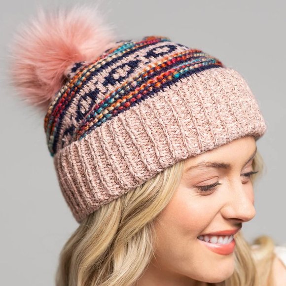 Pink Pom Pom Beanie - Picture 1 of 7